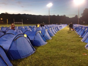 Shelter and rest for many dedicated Riders.  Ben Shein pedaling for cancer  Benjamin P. Shein Tent city in Emmaus, PA 